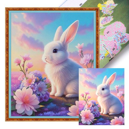 Flowers And Rabbit - 11CT Stamped Cross Stitch 40*50CM