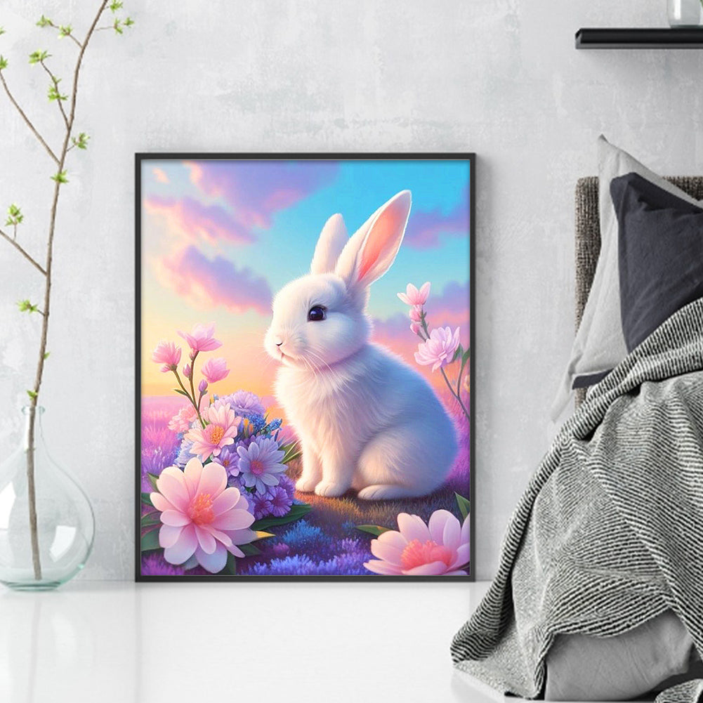 Flowers And Rabbit - 11CT Stamped Cross Stitch 40*50CM