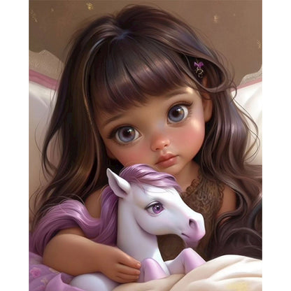 Little Girl And Pony - 11CT Counted Cross Stitch 40*50CM