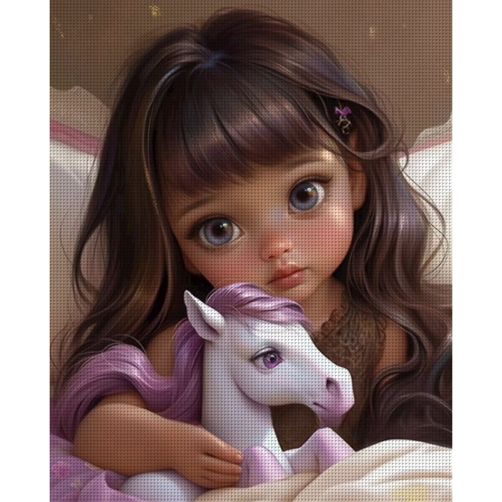 Little Girl And Pony - 11CT Counted Cross Stitch 40*50CM