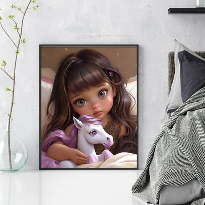 Little Girl And Pony - 11CT Counted Cross Stitch 40*50CM