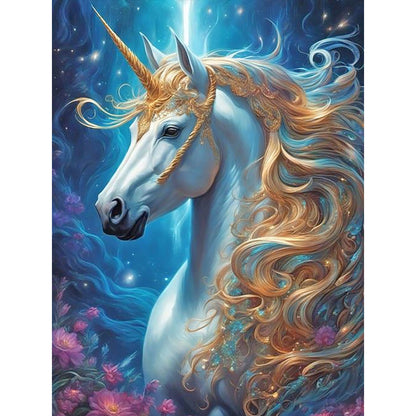 Unicorn In Flower - Full Round Drill Diamond Painting 30*40CM