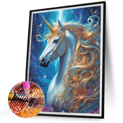 Unicorn In Flower - Full Round Drill Diamond Painting 30*40CM