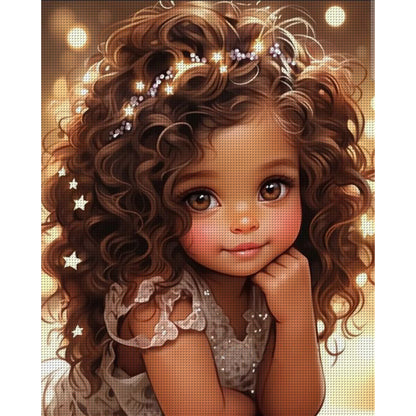 Curly Hair Little Girl - 11CT Counted Cross Stitch 40*50CM