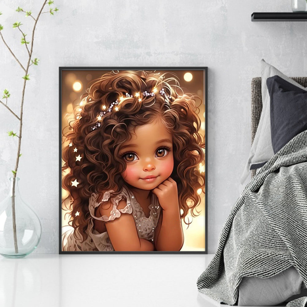 Curly Hair Little Girl - 11CT Counted Cross Stitch 40*50CM