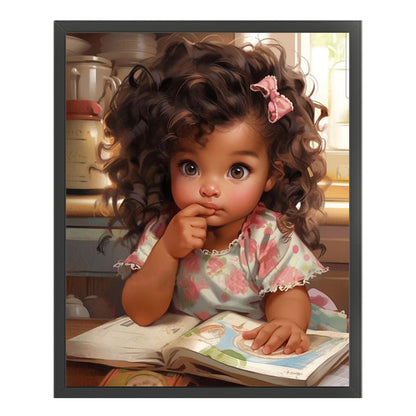 Curly Hair Little Girl - 11CT Counted Cross Stitch 40*50CM