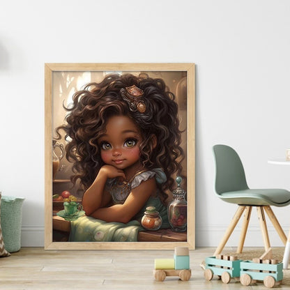 Curly Hair Little Girl - 11CT Counted Cross Stitch 40*50CM