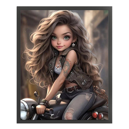 Motorcycle Girl - 11CT Stamped Cross Stitch 40*50CM