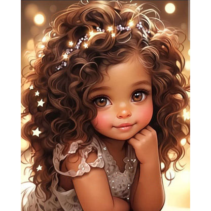 Curly Hair Girl - 11CT Stamped Cross Stitch 40*50CM