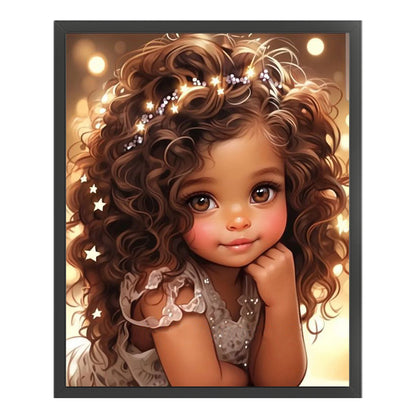 Curly Hair Girl - 11CT Stamped Cross Stitch 40*50CM