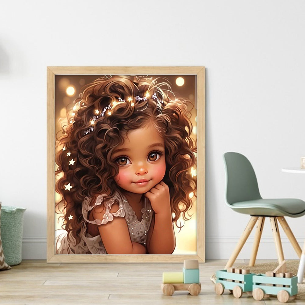 Curly Hair Girl - 11CT Stamped Cross Stitch 40*50CM