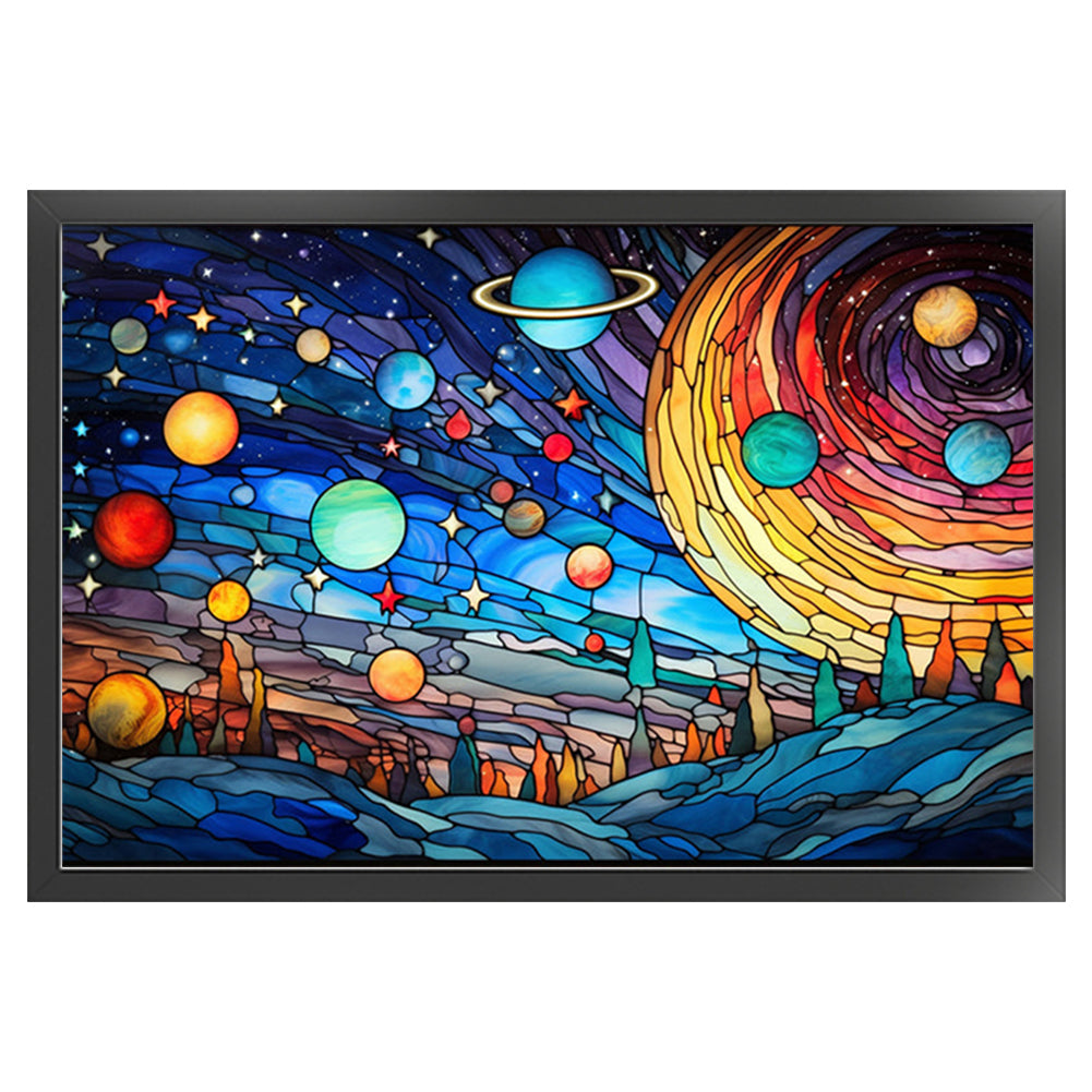 Glass Painting-Planet - 11CT Stamped Cross Stitch 60*40CM