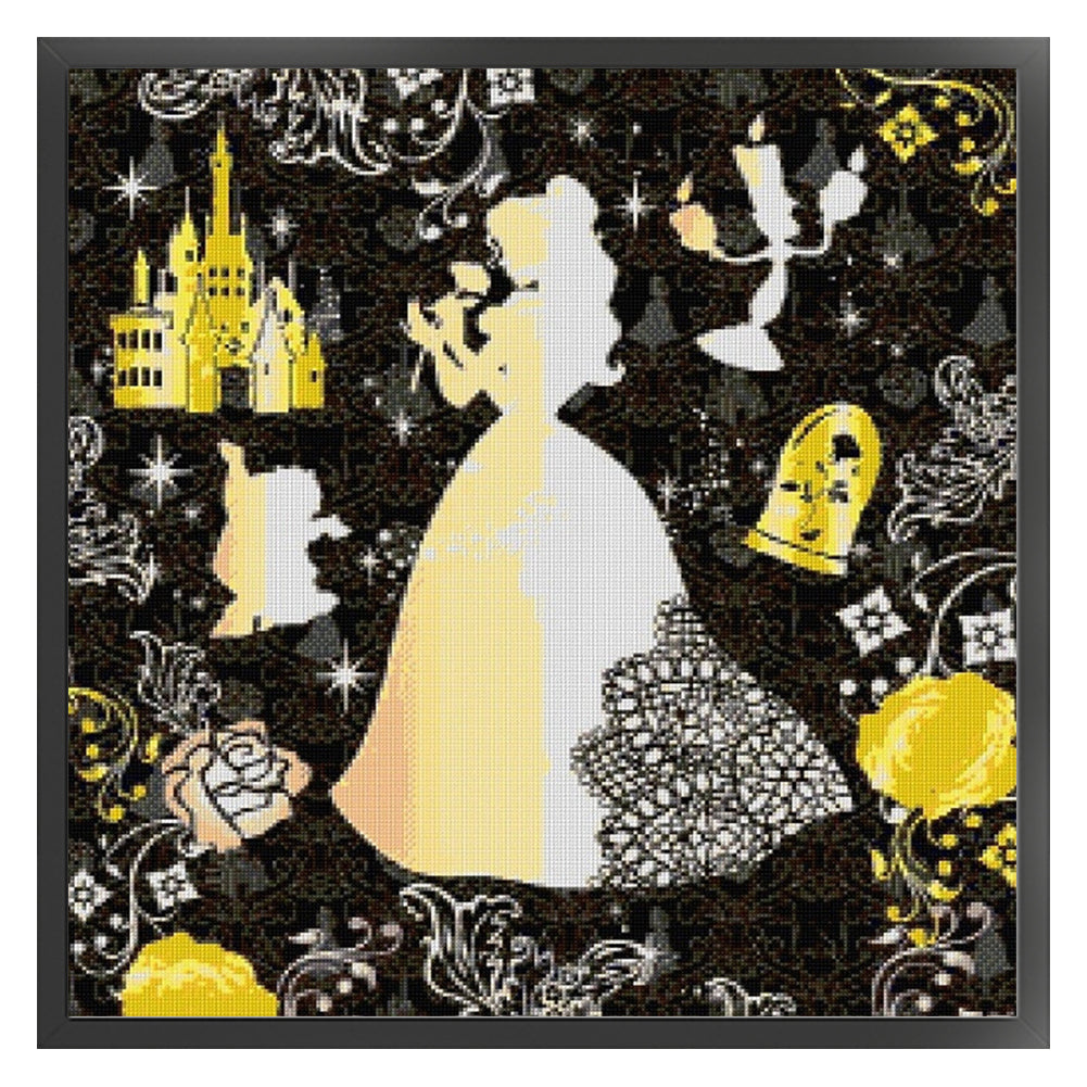 Silhouette-Princess Belle - 11CT Stamped Cross Stitch 40*40CM