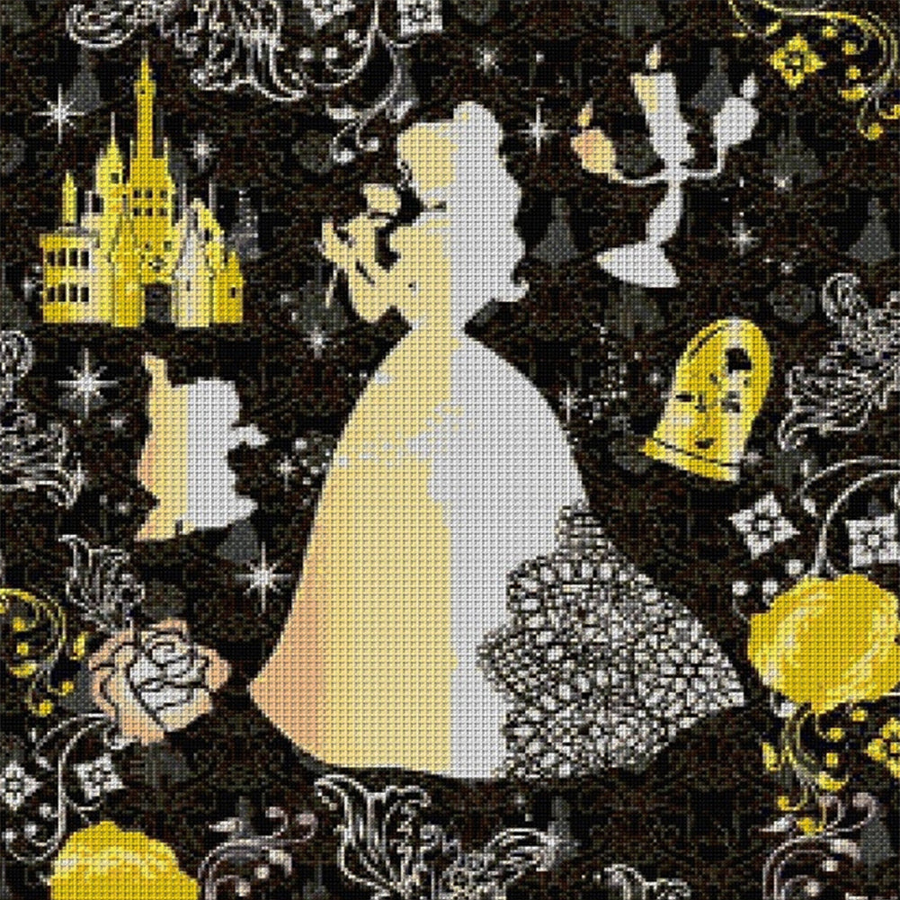 Silhouette-Princess Belle - 11CT Stamped Cross Stitch 40*40CM