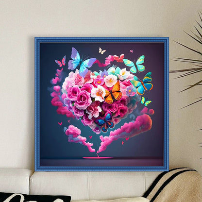 Love Rose Butterfly - 11CT Stamped Cross Stitch 40*40CM