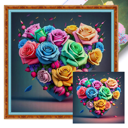 Love Rose - 11CT Stamped Cross Stitch 40*40CM