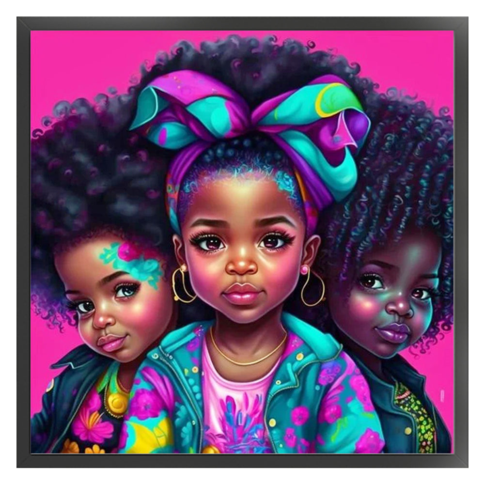 African Curly Hair Little Girl - 11CT Stamped Cross Stitch 40*40CM