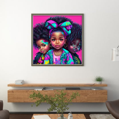 African Curly Hair Little Girl - 11CT Stamped Cross Stitch 40*40CM