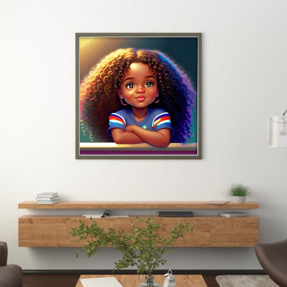 African Curly Hair Little Girl - 11CT Stamped Cross Stitch 40*40CM