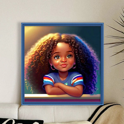 African Curly Hair Little Girl - 11CT Stamped Cross Stitch 40*40CM