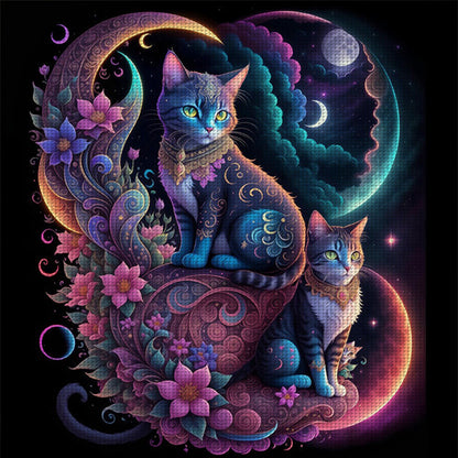 Flower Cat - 11CT Stamped Cross Stitch 40*40CM