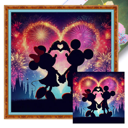 Love Mickey And Minnie - 11CT Stamped Cross Stitch 40*40CM