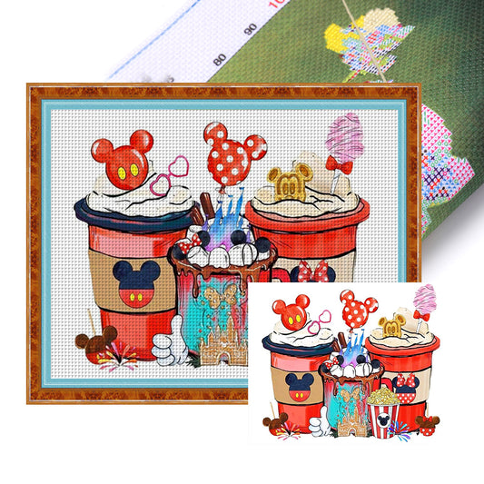 Mickey Cup Dessert - 11CT Stamped Cross Stitch 50*40CM