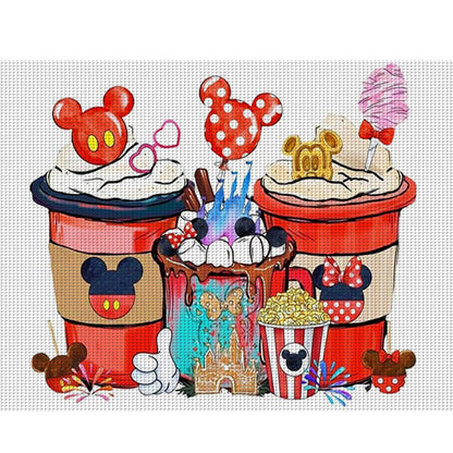 Mickey Cup Dessert - 11CT Stamped Cross Stitch 50*40CM