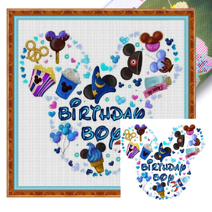 Blue Mickey Head Dessert - 11CT Stamped Cross Stitch 40*40CM