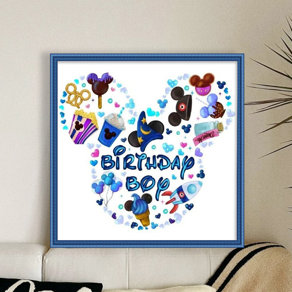 Blue Mickey Head Dessert - 11CT Stamped Cross Stitch 40*40CM