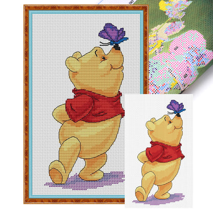 Winnie The Pooh Playing With Butterflies - 11CT Stamped Cross Stitch 30*53CM