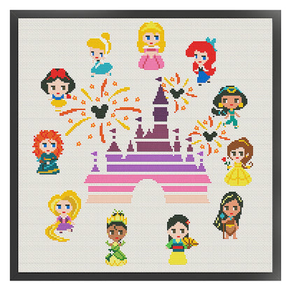 Disney Princess And Castle - 11CT Stamped Cross Stitch 50*50CM