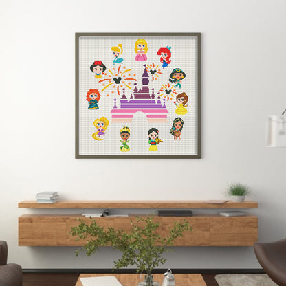 Disney Princess And Castle - 11CT Stamped Cross Stitch 50*50CM