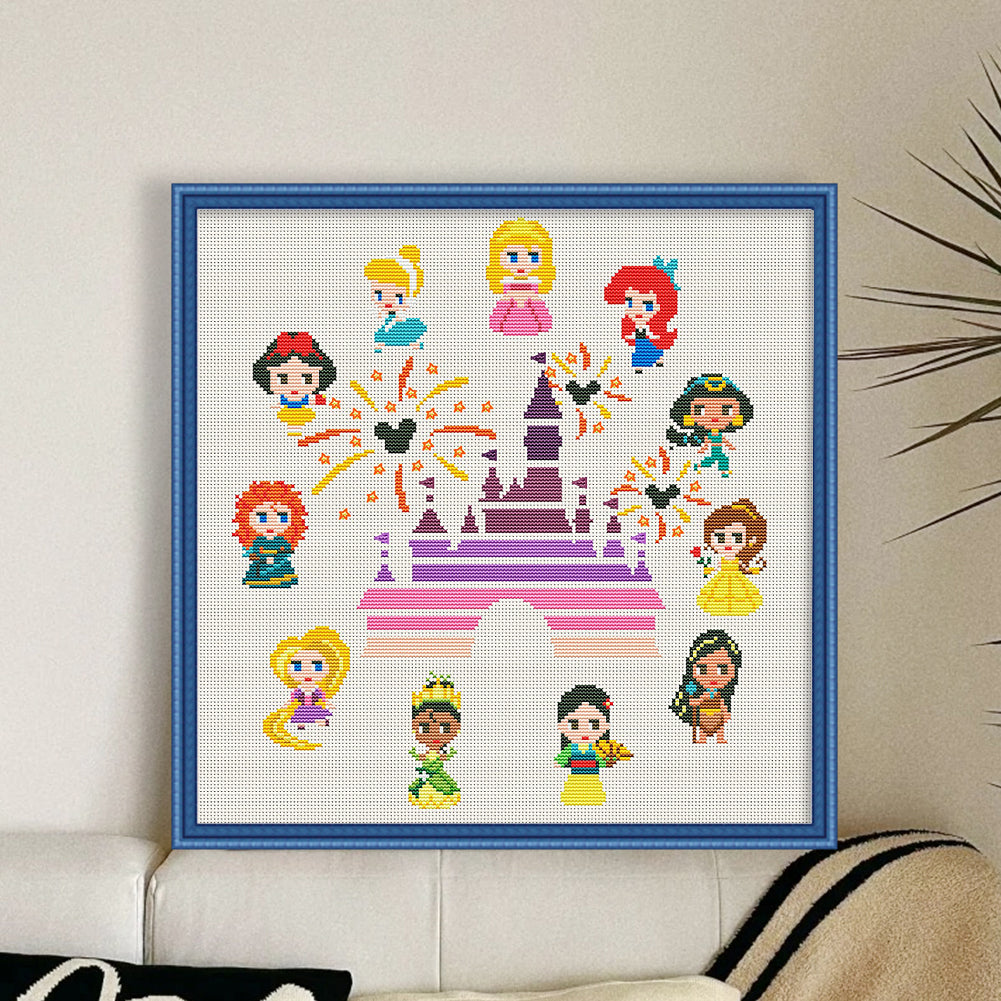 Disney Princess And Castle - 11CT Stamped Cross Stitch 50*50CM