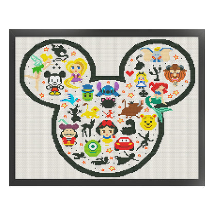 Mickey Head And Disney Characters - 11CT Stamped Cross Stitch 50*40CM