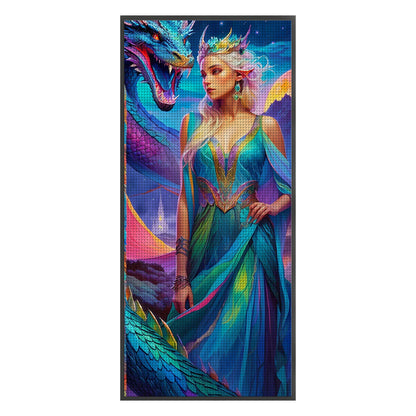 Woman And Dragon - 11CT Stamped Cross Stitch 40*90CM