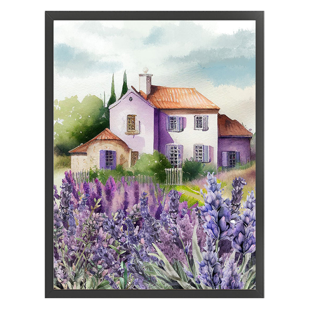 Purple Lavender Village - 11CT Stamped Cross Stitch 40*53CM