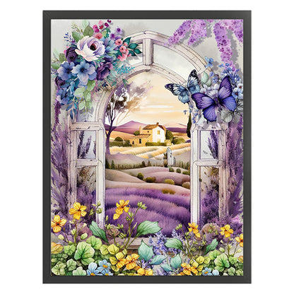 Purple Lavender Flower Field - 11CT Stamped Cross Stitch 40*53CM