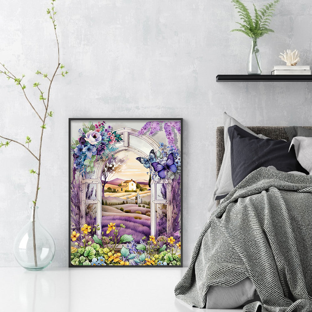 Purple Lavender Flower Field - 11CT Stamped Cross Stitch 40*53CM