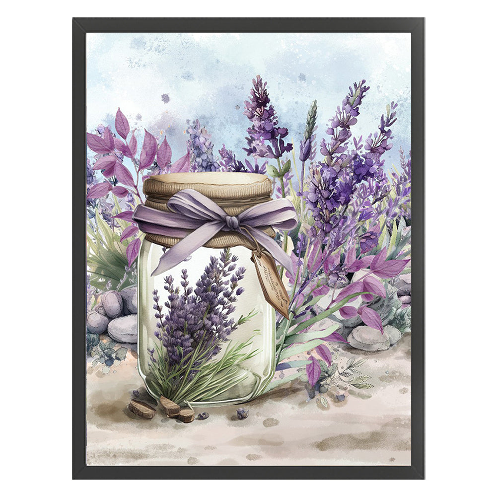 Purple Lavender Jar - 11CT Stamped Cross Stitch 40*53CM