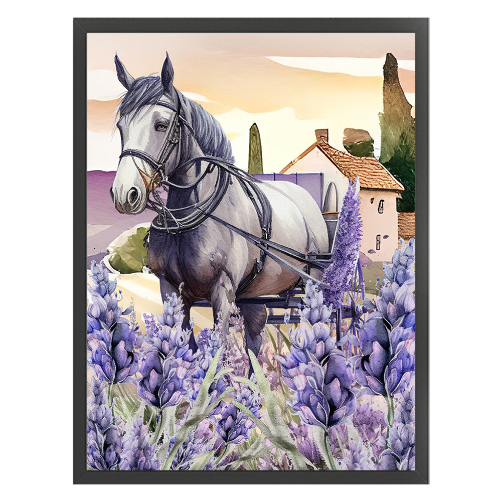 Purple Lavender Horse - 11CT Stamped Cross Stitch 40*53CM