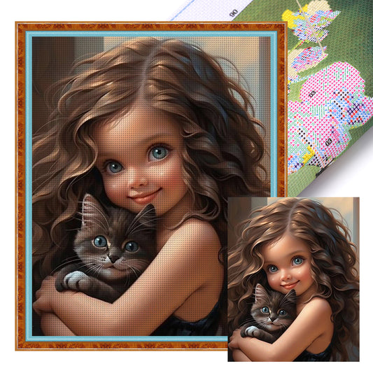 Cute Girl - 11CT Stamped Cross Stitch 40*50CM