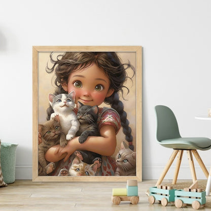 Cute Girl - 11CT Stamped Cross Stitch 40*50CM