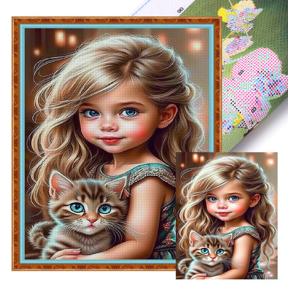 Cute Girl - 11CT Stamped Cross Stitch 40*50CM