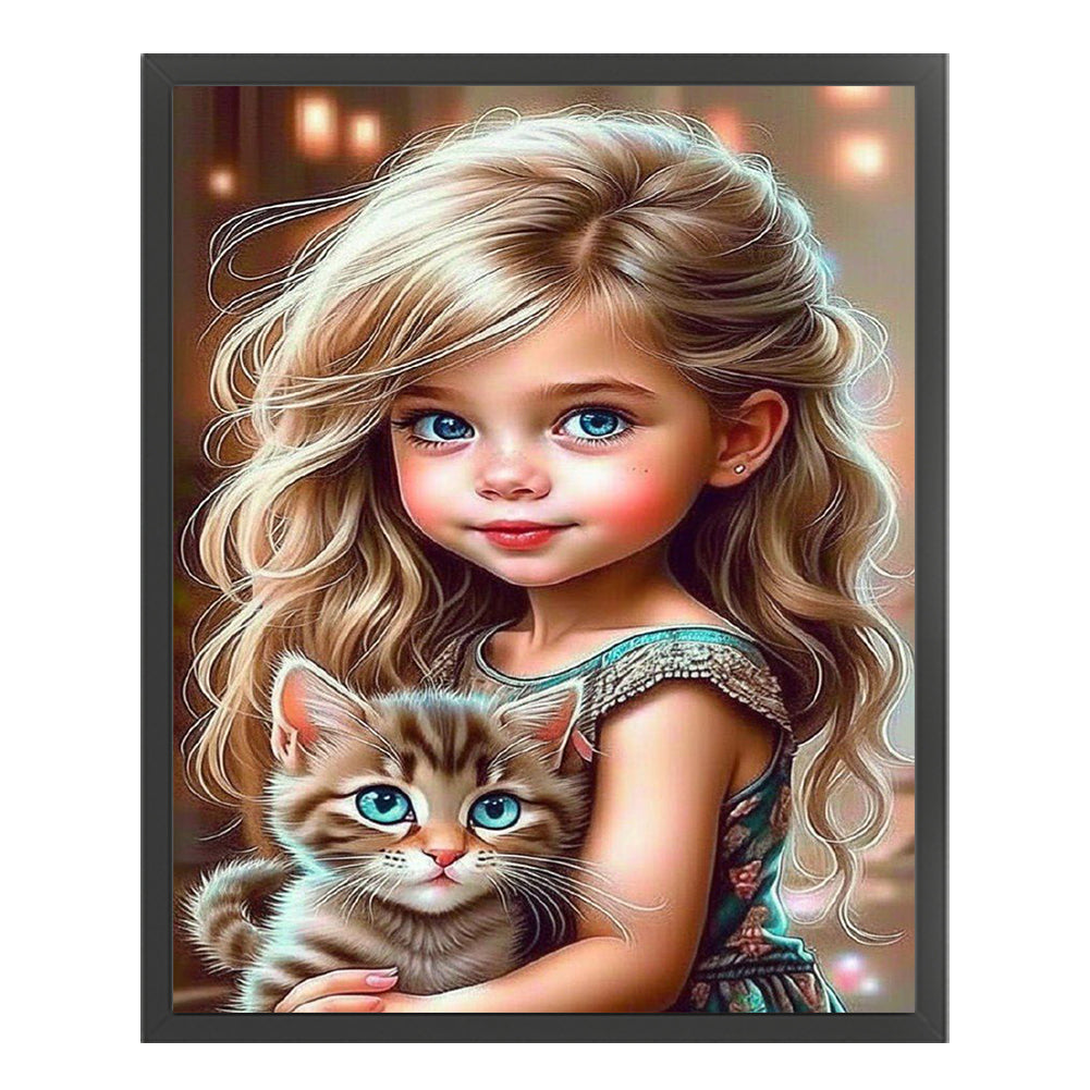 Cute Girl - 11CT Stamped Cross Stitch 40*50CM