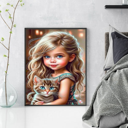 Cute Girl - 11CT Stamped Cross Stitch 40*50CM