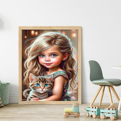 Cute Girl - 11CT Stamped Cross Stitch 40*50CM