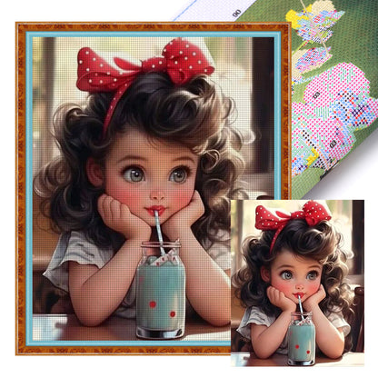 Cute Girl - 11CT Stamped Cross Stitch 40*50CM