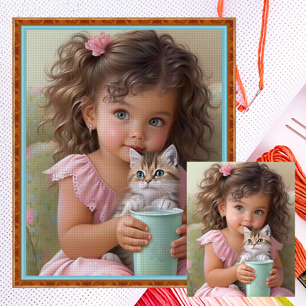 Cute Girl - 11CT Counted Cross Stitch 40*50CM