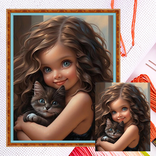 Cute Girl - 11CT Counted Cross Stitch 40*50CM